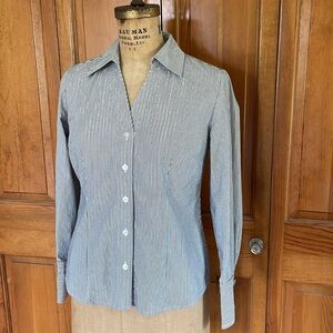 💙 Alfani Button-Down Striped Long Sleeve Shirt/Blouse